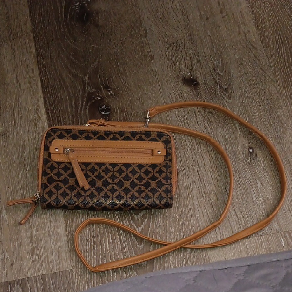 Elegant Tan and Brown Crossbody Bag Good Condition